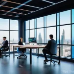 혁신경영 트렌드 분석과 전망 - **Prompt: AI-Powered Collaborative Workspace:**
    "A vibrant, futuristic office environment where ...