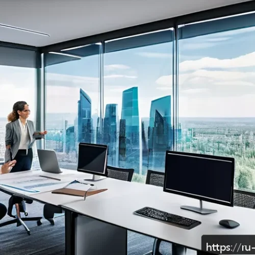 혁신경영컨설팅 포트폴리오 관리 팁 - A modern corporate office setting with a diverse team of professionals engaged in a strategic innova...