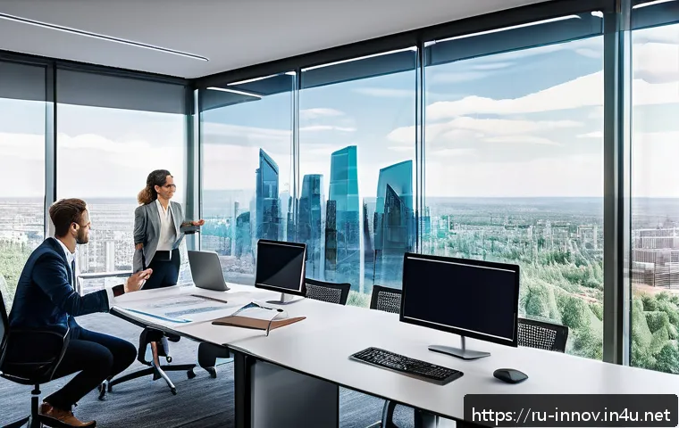 혁신경영컨설팅 포트폴리오 관리 팁 - A modern corporate office setting with a diverse team of professionals engaged in a strategic innova...